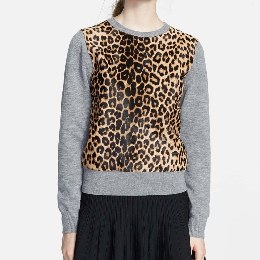 A.L.C. Calf Fur & Wool Cheetah Sweater